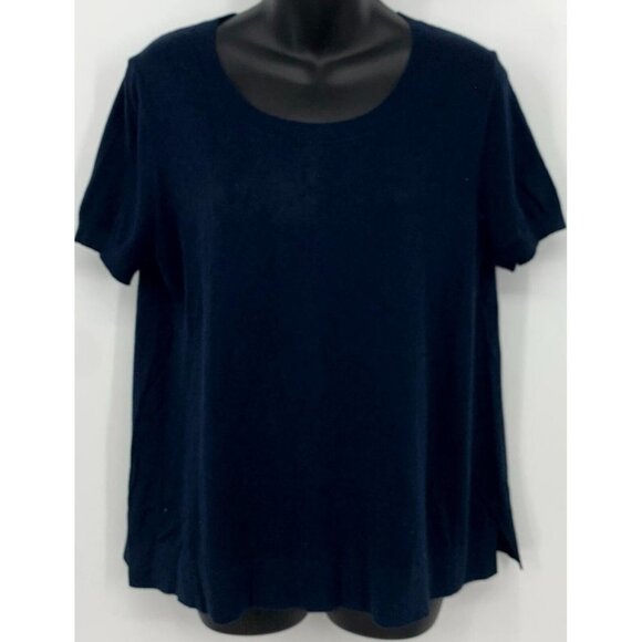 Ann Taylor Women Sweater Shirt Size Large Blue Crew Neck Knitted Keyhole New - Picture 1 of 7